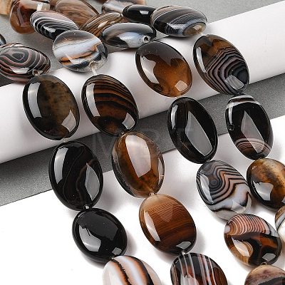 Natural Striped Agate/Banded Agate Beads Strands G-Q182-01F-1