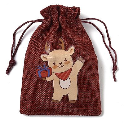 Christmas Theme Jute Cloth Storage Bags ABAG-F010-01A-01-1