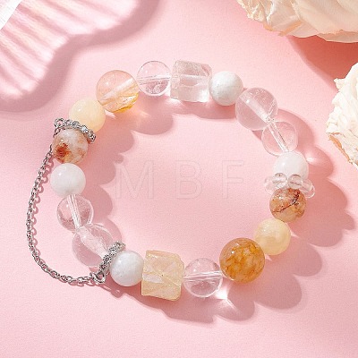 Natural Mixed Gemstone Beaded Stretch Bracelets for Women BJEW-TA00739-01-1