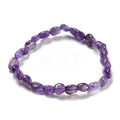 Natural Amethyst Bead Stretch Bracelets BJEW-K213-23-1