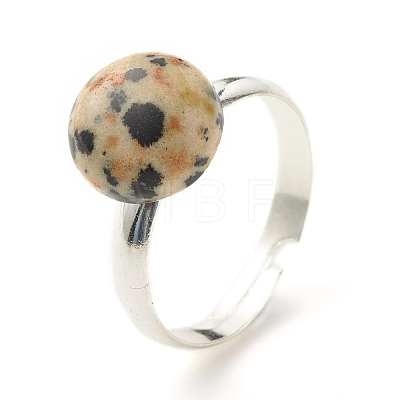 Half Round Natural & Synthetic Mixed Stone Adjustable Ring RJEW-JR00410-1