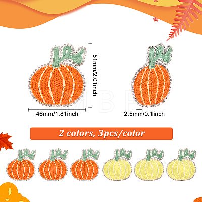 6Pcs 2 Colors Halloween Theme Pumpkin Shape Polyester Clothing Patches PATC-FG0001-25-1