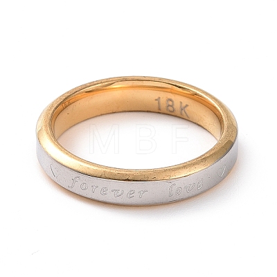 Word Forever Love 201 Stainless Steel Flat Finger Ring for Women RJEW-I089-02GP-1