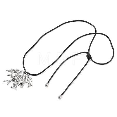 Summer Beach 304 Stainless Steel Coral Shape Pendant Adjustable Black Waxed Cord Necklaces for Women SA-CBAFEB5-04P-1