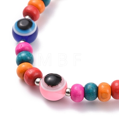 Evil Eye Beaded Necklace for Kids NJEW-JN03742-1