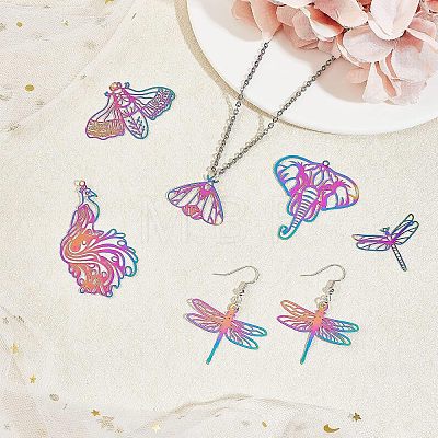 Unicraftale 24Pcs 6 Styles 201 Stainless Steel Filigree Big Pendants STAS-UN0023-16-1