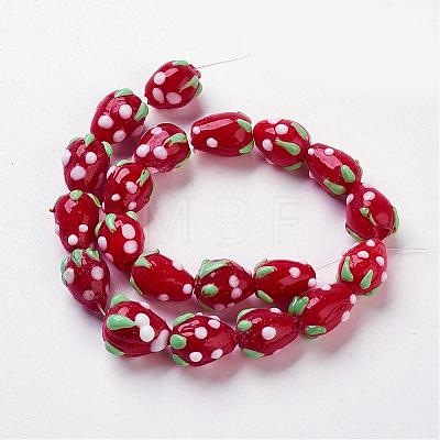 Handmade Lampwork 3D Strawberry Beads LAMP-R109A-15-1
