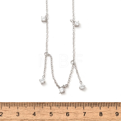 304 Stainless Steel Clear Cubic Zirconia Tassel Necklaces for Women NJEW-U031-10P-1