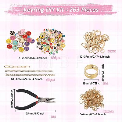 1 Bag DIY Keychain Kit DIY-GL0007-19B-1