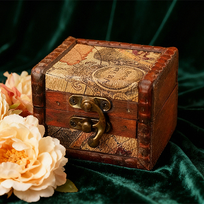 Square Retro Wood Jewelry Set Storage Organizer Boxes with Clasps CON-CL0001-13B-1