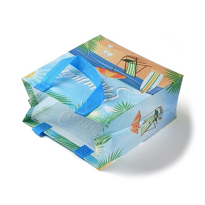 Summer Theme Printed Non-Woven Reusable Folding Gift Bags with Handle ABAG-F009-B04-1