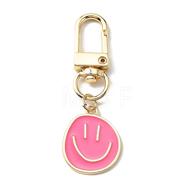 Smiling Face Enamel Pendant Decorations KEYC-WH0036-08LG-02-1
