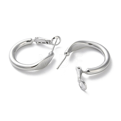 999 Sterling Silver Ring Hoop Earrings EJEW-P296-22P-1