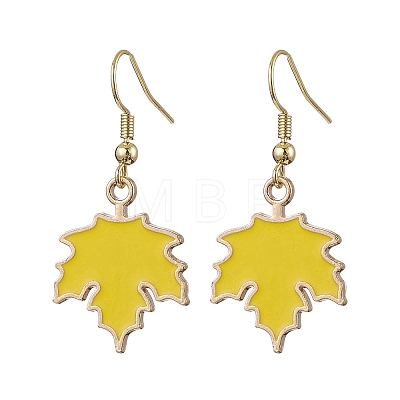 3 Pairs Maple Leaf Alloy Enamel Dangle Earrings EJEW-JE06091-1