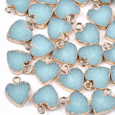 Electroplate Druzy Resin Pendants RESI-S366-01D-1