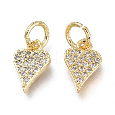 Brass Micro Pave Clear Cubic Zirconia Charms ZIRC-Q024-06G-1