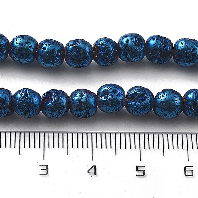 Electroplated Natural Lava Rock Beads Strands G-A251-B01-01E-1