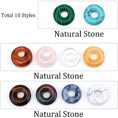  10Pcs 10 Styles Natural & Synthetic Gemstone Pendants G-NB0003-91-1