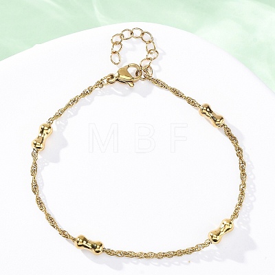 304 Stainless Steel Rope Chain Bracelets for Women BJEW-C094-02G-1