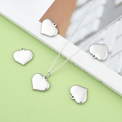 Tarnish Resistant 304 Stainless Steel Mirror Polished Finish Stamping Blank Tag Heart Pendants X-STAS-R063-02-1