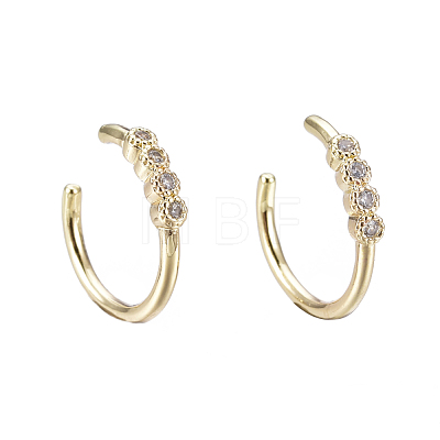 Brass Micro Pave Clear Cubic Zirconia Cuff Earrings EJEW-I249-13G-1