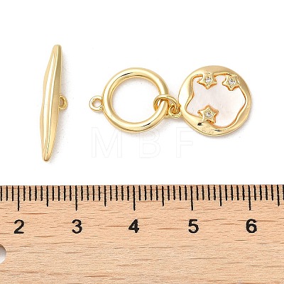 Rack Plating Brass Micro Pave Clear Cubic Zirconia Toggle Clasps KK-E084-10G-1