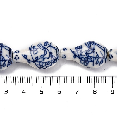 Handmade Blue and White Porcelain Beads Strands PORC-I027-13B-1