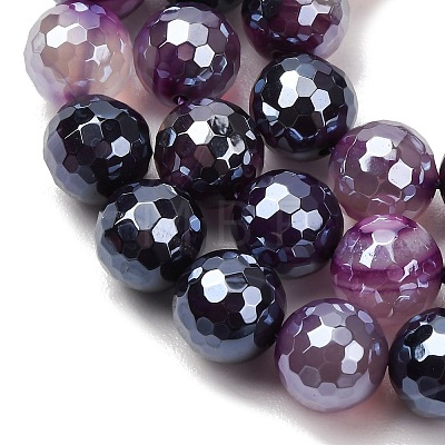 Electroplated Natural Agate Beads Strands G-B191-A07-10mm-10-1