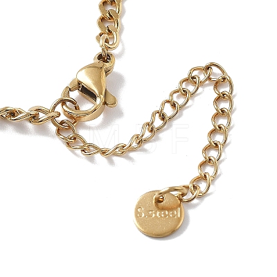 304 Stainless Steel Micro Pave Clear Cubic Zirconia Ring Pendant Twisted Chain Lariat Necklaces NJEW-P318-01G-1