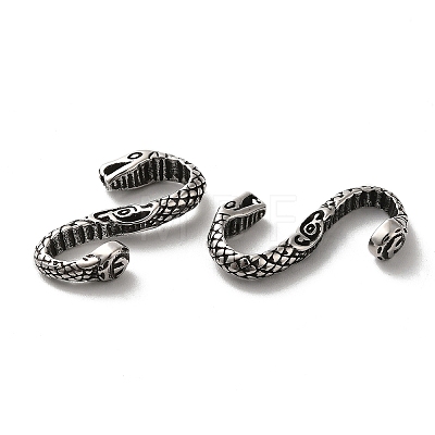 Tibetan Style 304 Stainless Steel S Shaped Snake Clasps STAS-K250-06-1