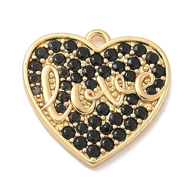 Rack Plating Brass Micro Pave Cubic Zirconia Pendants KK-L224-011G-02-1