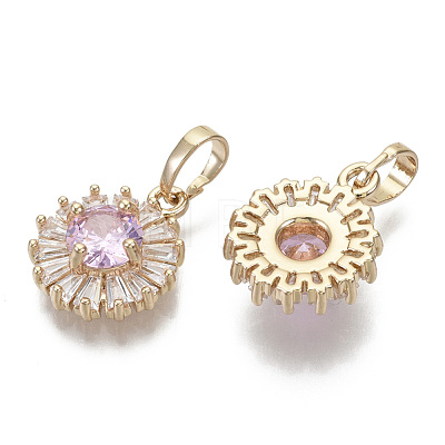 Brass Micro Cubic Zirconia Charms KK-N235-032B-1