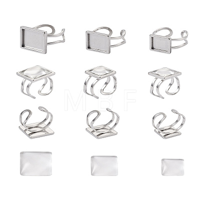 1 Box 9Pcs 304 Stainless Steel Cuff Pad Ring Settings DIY-PJ0001-11-1