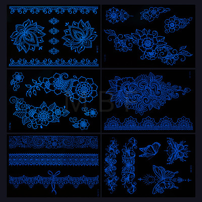 6 Sheets Luminous Paper Tattoo Stickers STIC-TAC0001-007B-1
