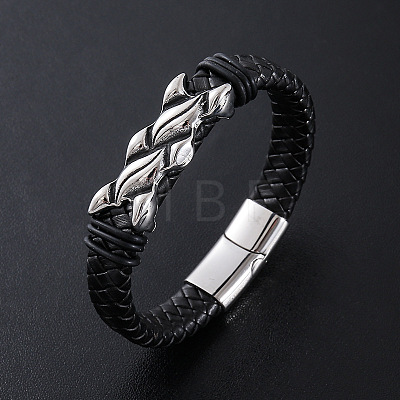 Punk Braided PU Leather Cord Bracelets FU5369-1-1