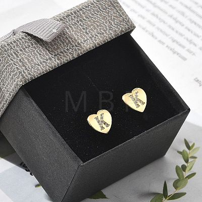 Rack Plating Brass Micro Pave Clear Cubic Zirconia Stud Earrings EJEW-K299-01G-K-1