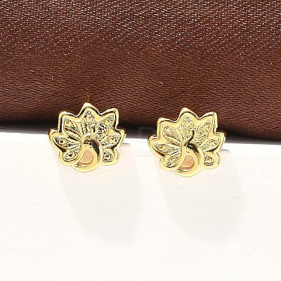 Peacock Brass Stud Earrings EJEW-S252-01G-1