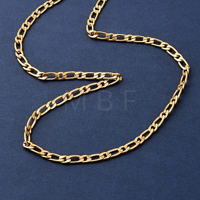4MM 304 Stainless Steel Figaro Chain Necklaces NJEW-P338-02G-1