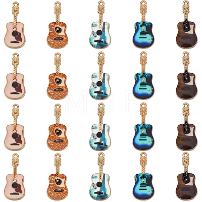 40Pcs 5 Colors Rack Plating Golden Tone Alloy Pendants ENAM-SC0005-16-1