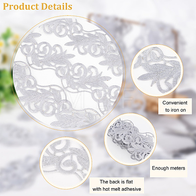 Fingerinspire 2M Polyester Embroidery Floral Trimming DIY-FG0003-80B-1