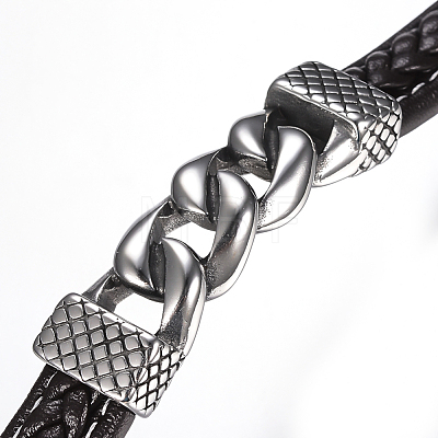 Men's Braided Leather Cord Bracelets BJEW-H559-17C-1
