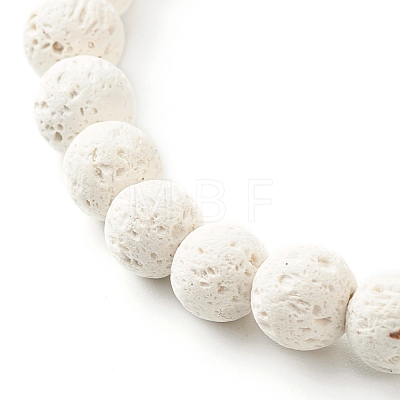 Round Natural Lava Rock Beads Stretch Bracelet for Girl Women BJEW-JB06973-1