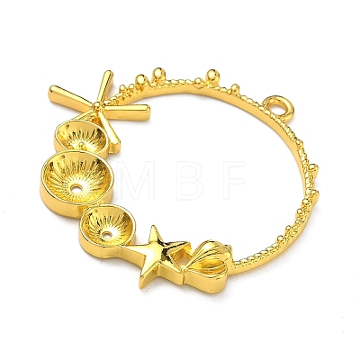 Ocean Theme Alloy Open Back Bezel Pendants PALLOY-F321-03G-G-1