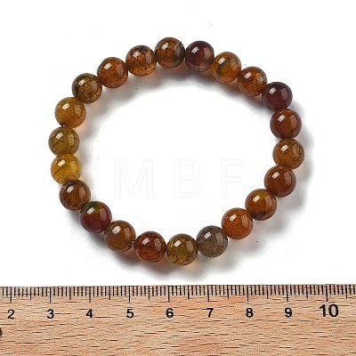 Natural Dragon Veins Agate Beaded Stretch Bracelets for Women Men BJEW-F483-01-1