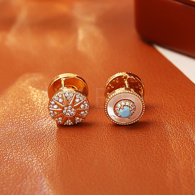 Brass Micro Pave Cubic Zirconia Hoop Earrings FS-WG3CB04-02-1