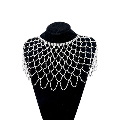 Rhinestone Long Tassel Shawl AJEW-WH0609-846-1