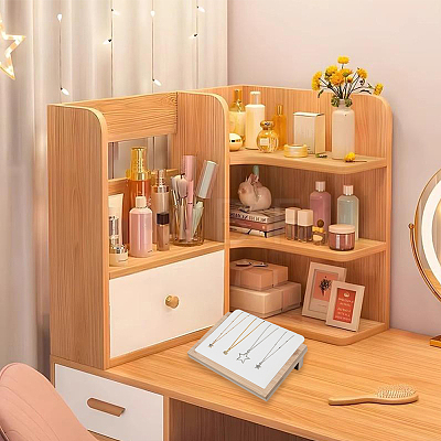 Wooden Slant Back Necklace Organizer Jewelry Display Stands AJEW-WH20033-046A-1