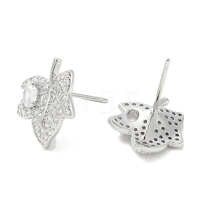 Rack Plating Brass Micro Pave Clear Cubic Zirconia Stud Earrings for Women EJEW-M260-21P-1