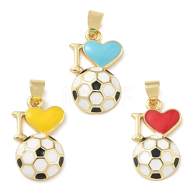 Football Theme Brass Enamel Pendants KK-A303-01B-G-1