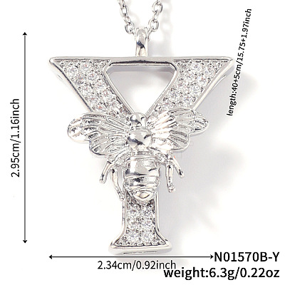 Brass Micro Pave Clear Cubic Zirconia Pendant Necklaces FS-WG7BC7F-14-1